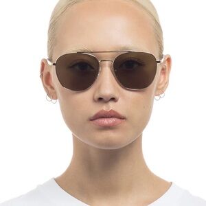 Le Specs Metaphor Aviator Metal Frame Sunglasses - Brown Lenses